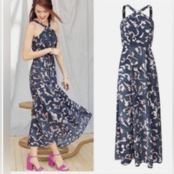 CAbi Dresses & Skirts - Cabi Aurora Paradise Watercolor Halter Dress Sz 2